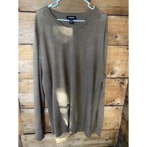 Express Sweater Men’s 2XT Merino Wool Brown V Neck